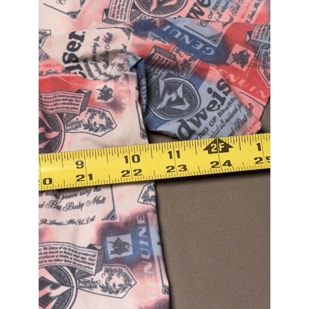 Billabong Budweiser Beer Label Print Button Down Shirt Mens Large Multicolor